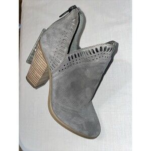 Vince Camuto Zip Back Bootie Women’s Size 4.5 M Gray Leather Block Heel Platform